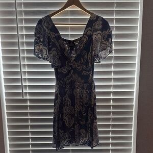 Angie Navy and Cream Floral Mini Dress